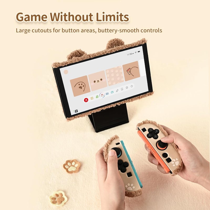 GEEKSHARE Plush Case Compatible with Switch 2 (2025), NS2 Protective Cover for Switch Console and Grip Joy Controller, Plush Bear - Image 5